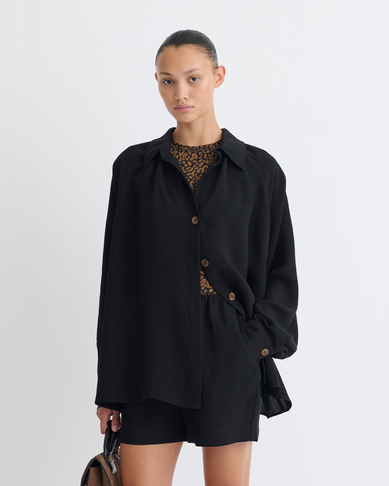 Ada - Tech Linen Shirt - Black