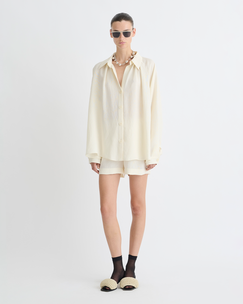 Ada - Tech Linen Shirt - Creme – Nanushka Ada - Tech Linen Shirt - Creme – Nanushka