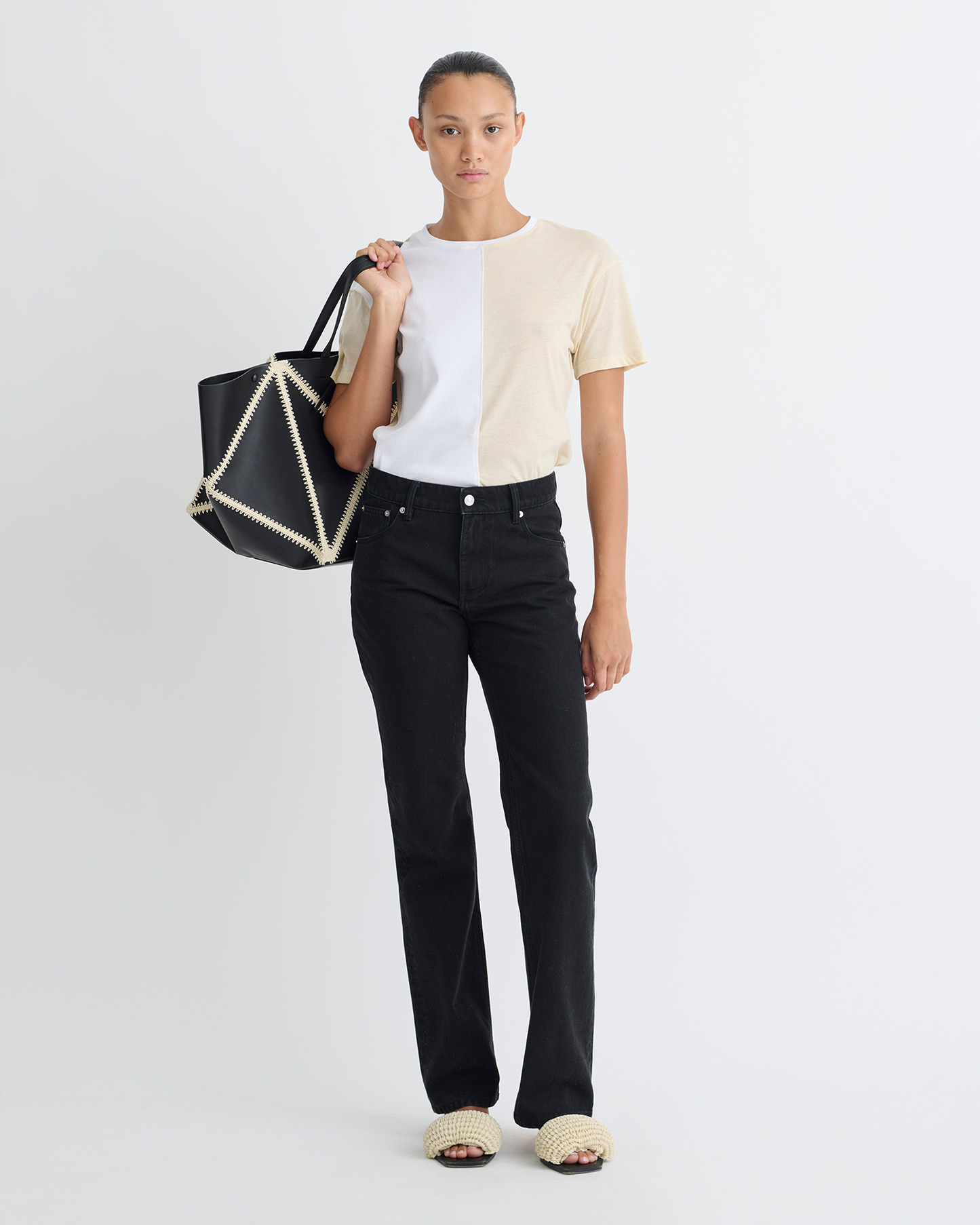 Hove - Color Blocked T-Shirt  - White/Eggshell