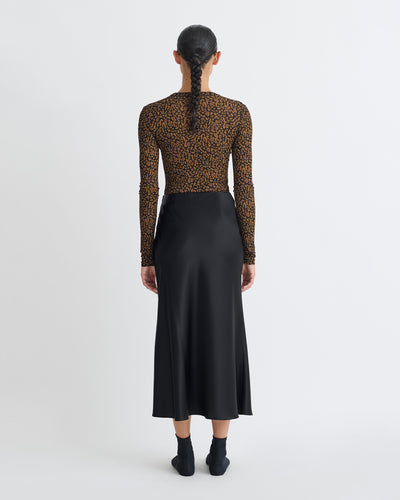 Lymee - Mesh-Jersey Top - Brown Ocelot