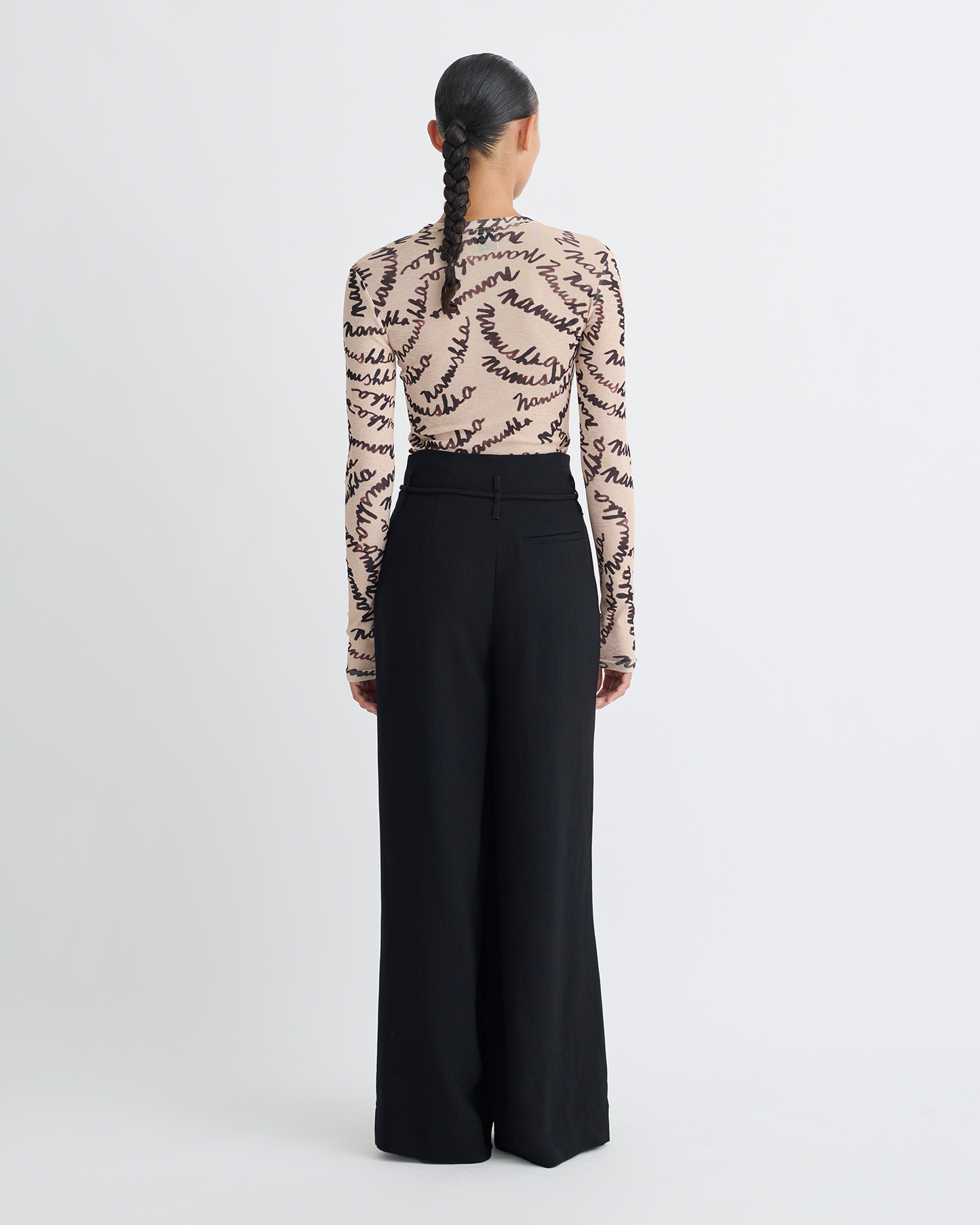 Lymee - Mesh-Jersey Top - Creme Scribble Logo