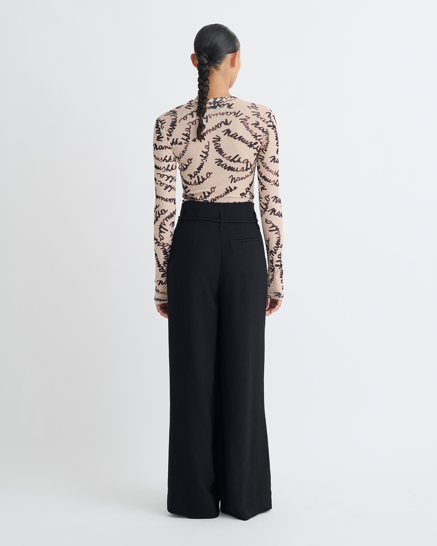 Lymee - Mesh-Jersey Top - Creme Scribble Logo