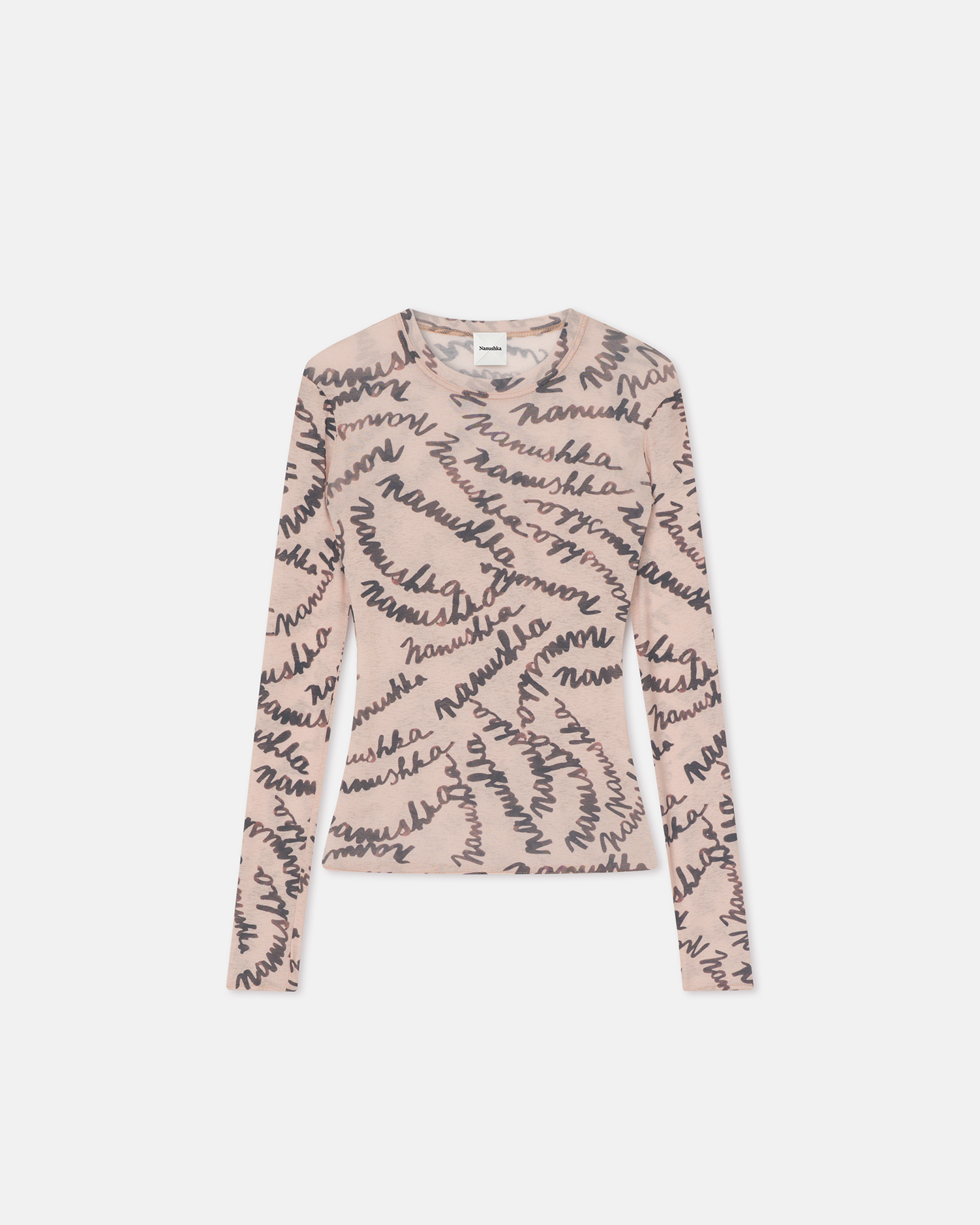 Lymee - Mesh-Jersey Top - Creme Scribble Logo