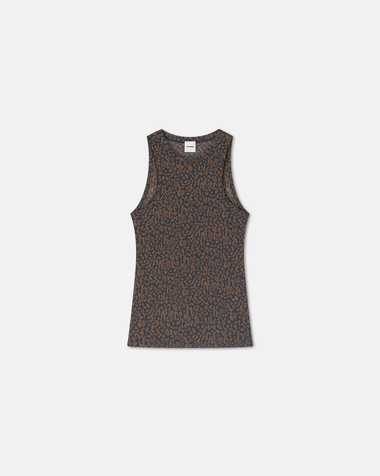 Anneke - Mesh-Jersey Tank Top - Brown Ocelot