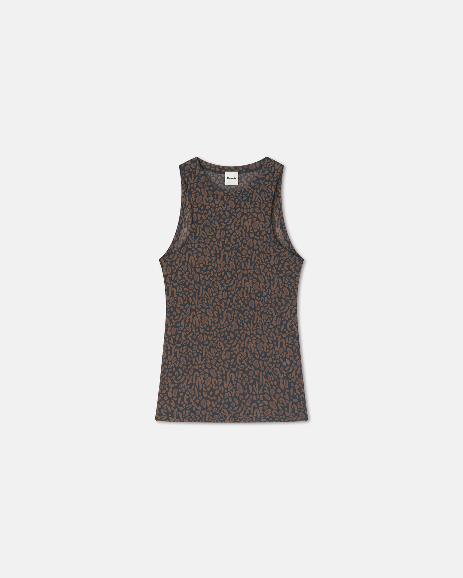 Anneke - Mesh-Jersey Tank Top - Brown Ocelot
