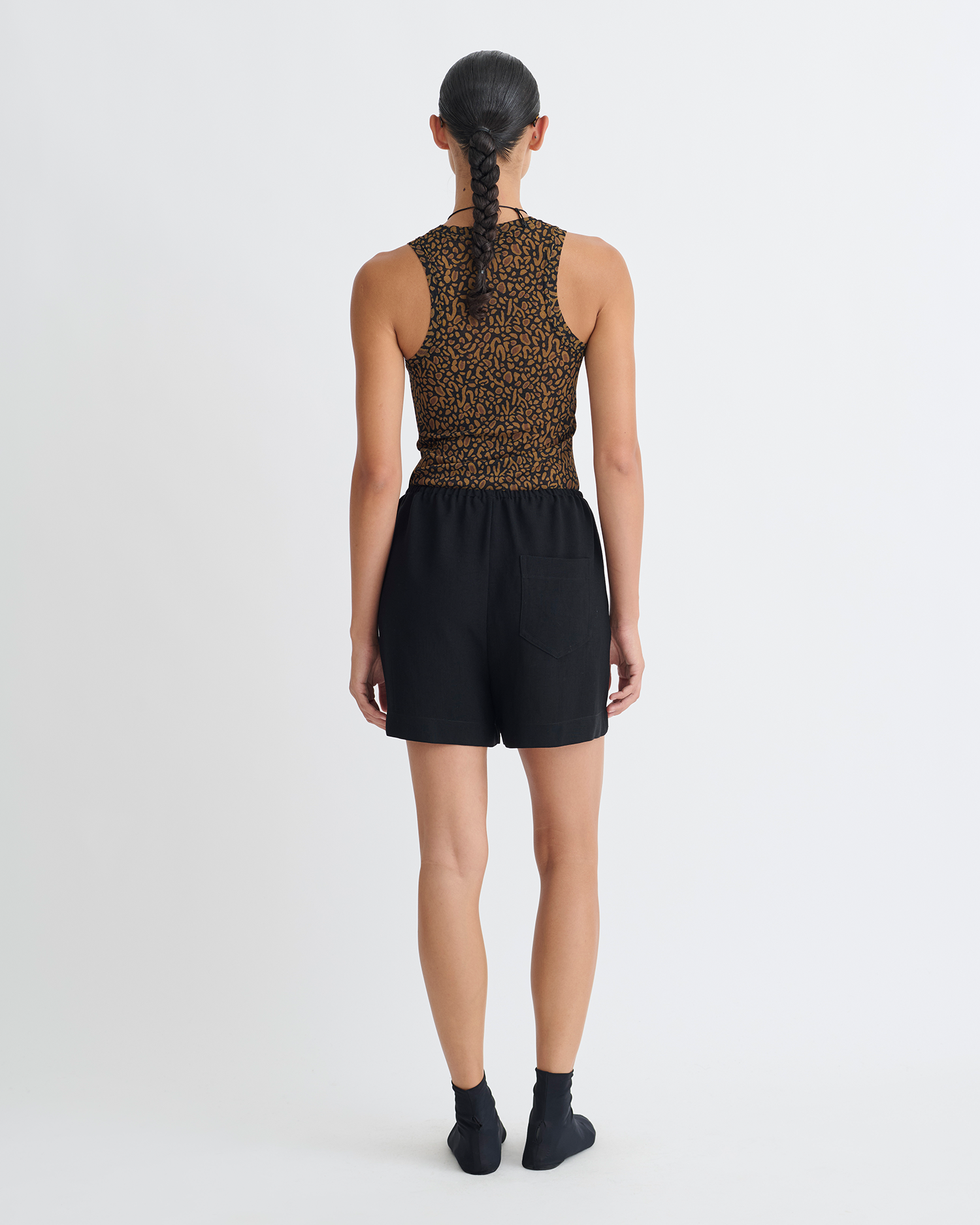 Anneke - Mesh-Jersey Tank Top - Brown Ocelot