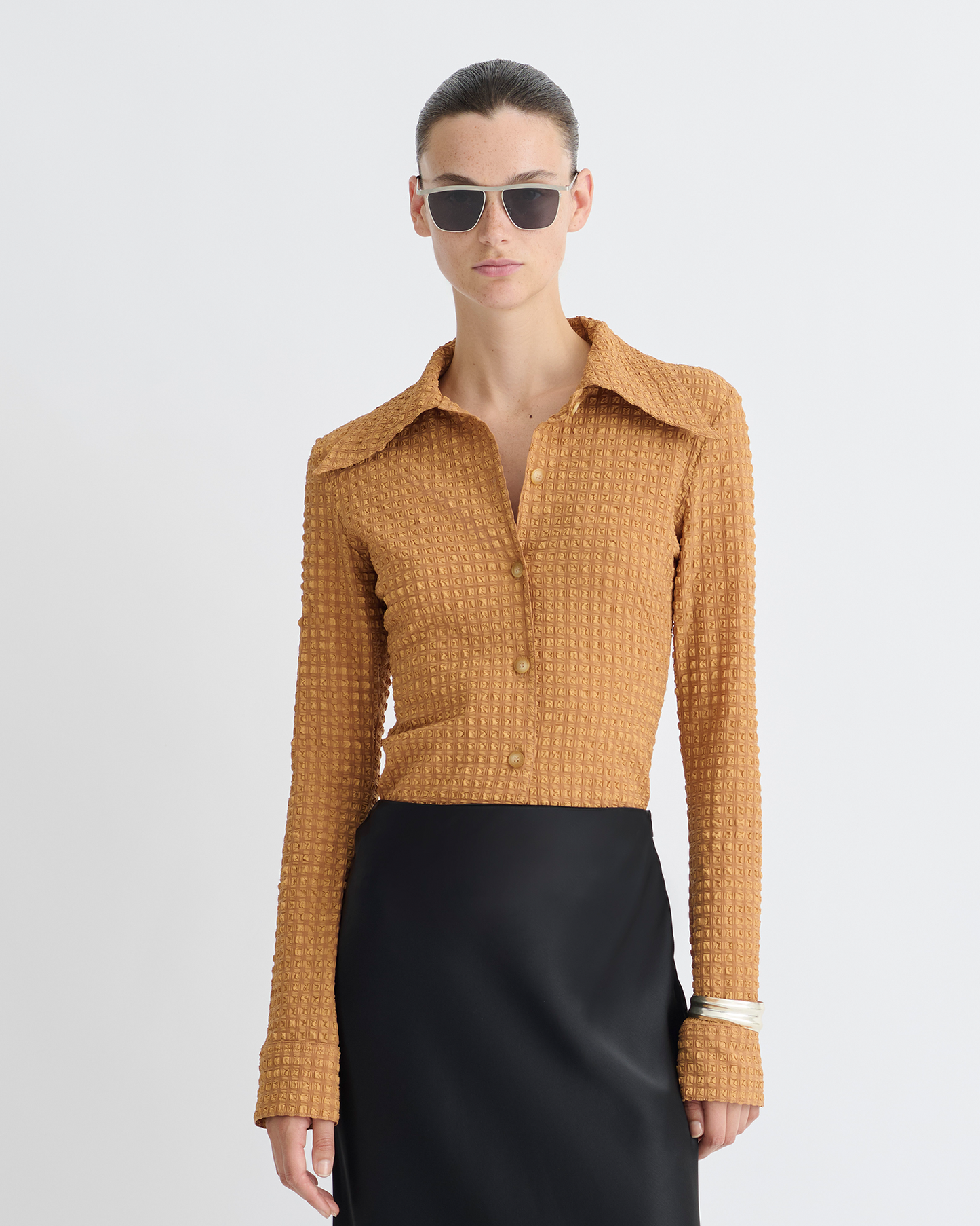 Lotte - Seersucker Shirt - Camel