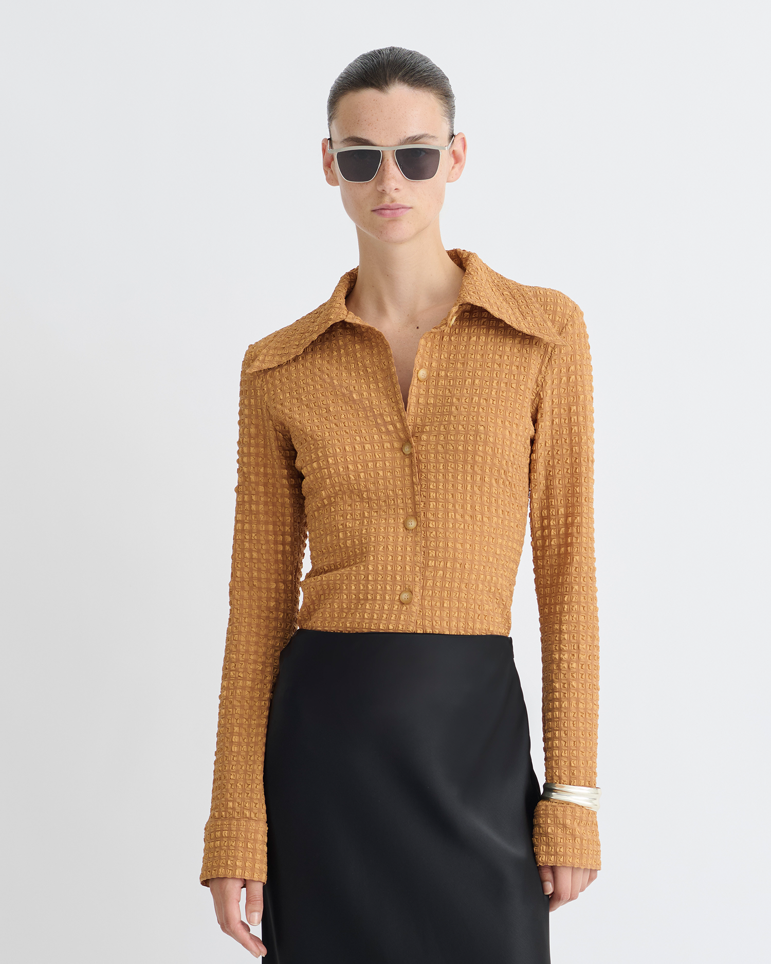 Lotte - Seersucker Shirt - Camel