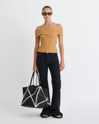 Roka - Off The Shoulder Wrap Top - Camel