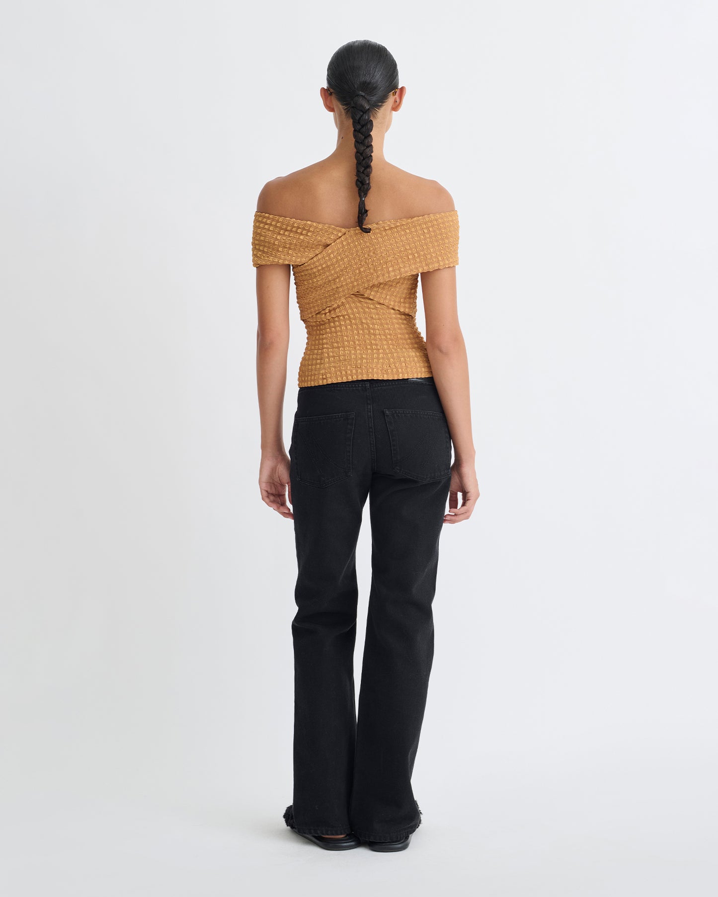 Roka - Off The Shoulder Wrap Top - Camel