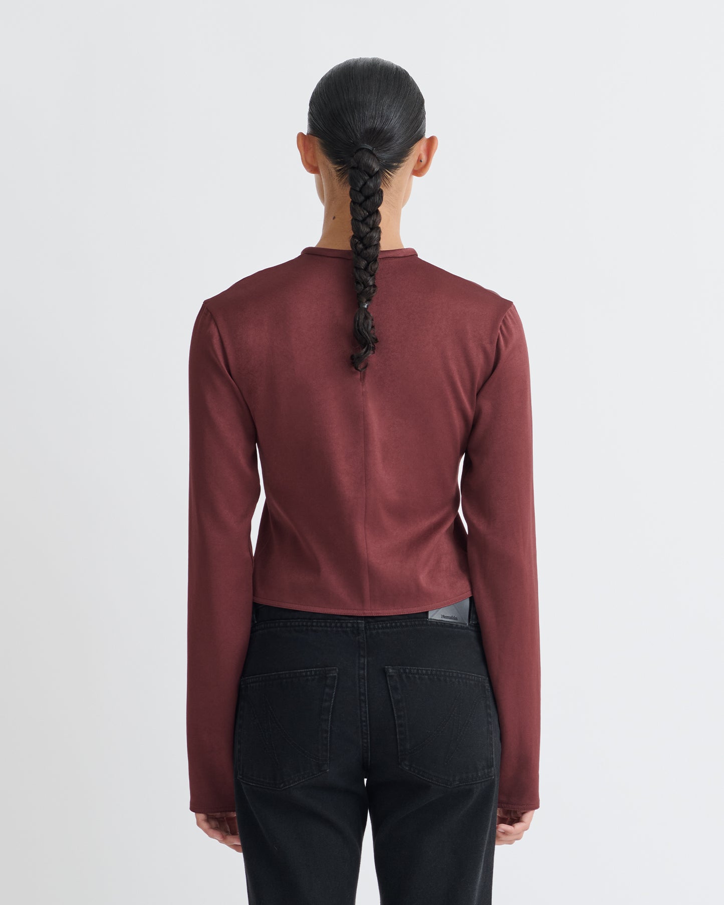 Endah - Crisp Satin Top - Mahogany