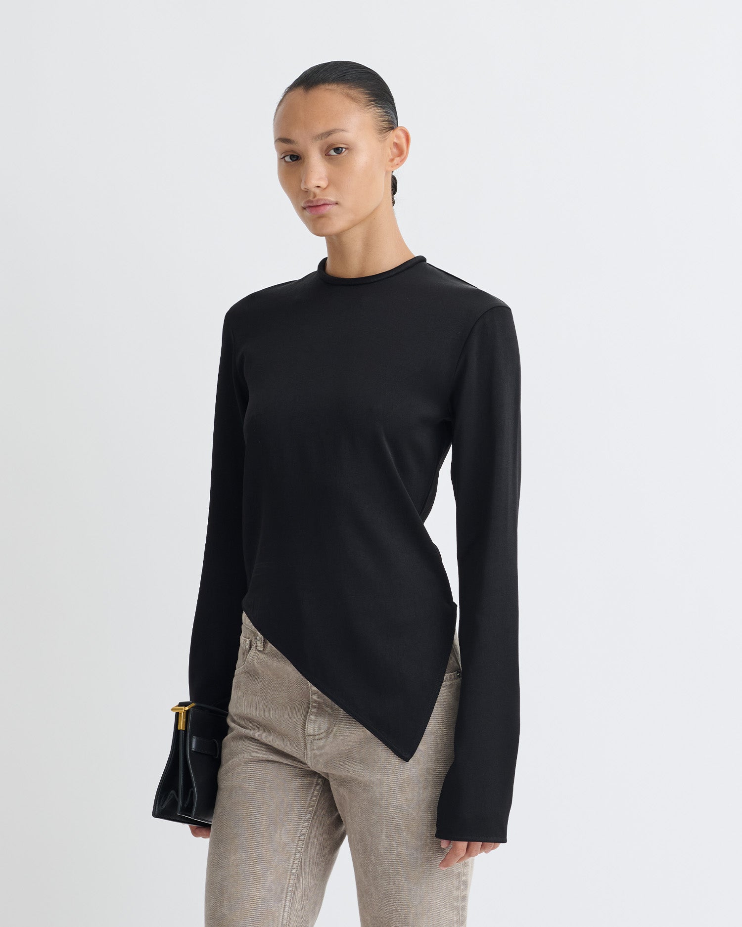 Endah - Crisp Satin Top - Black