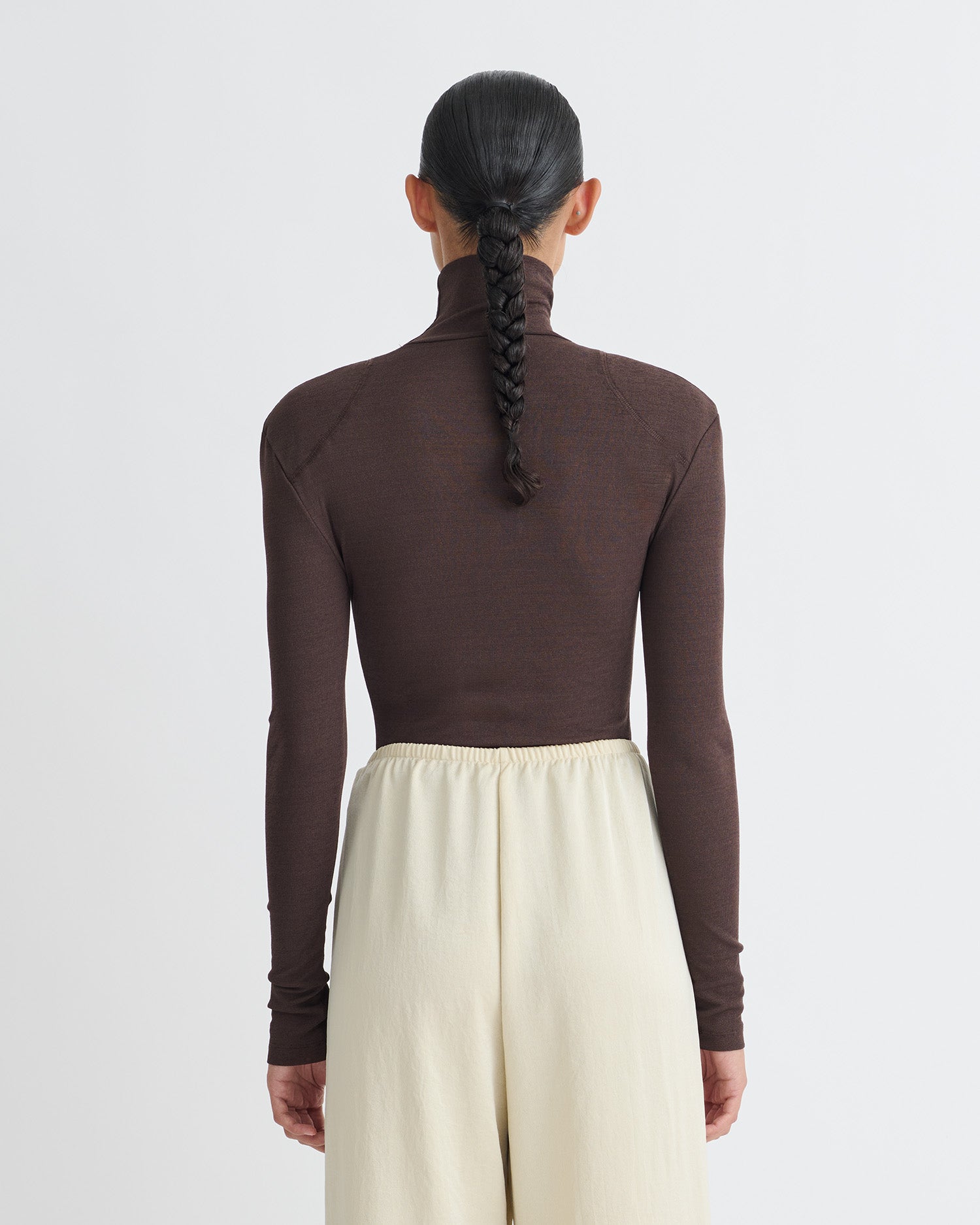 Nayeli - Mesh Jersey Long Sleeved Top - Dark Oak