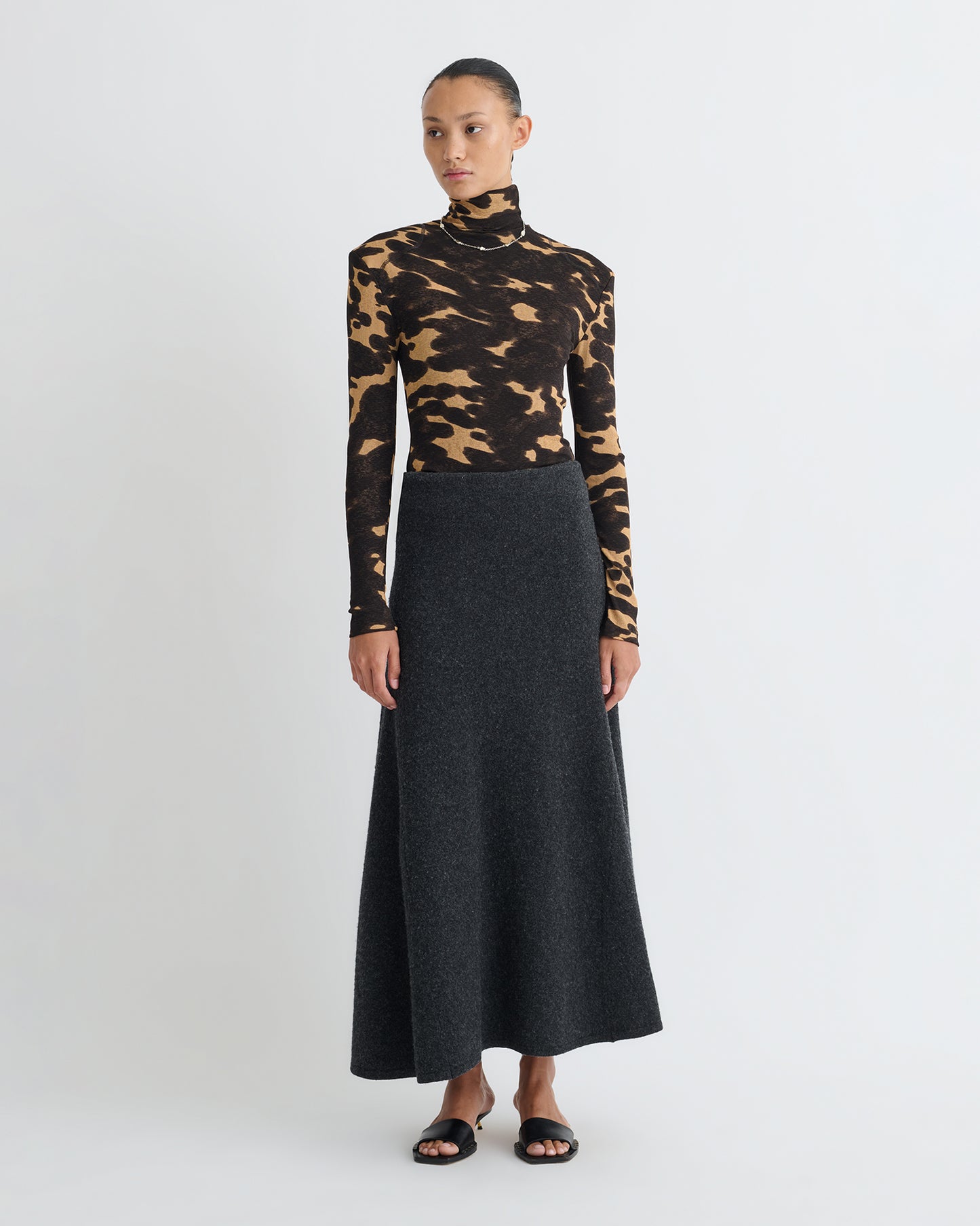 Nayeli - Mesh Jersey Long Sleeved Top - Midnight Mocha Apricot