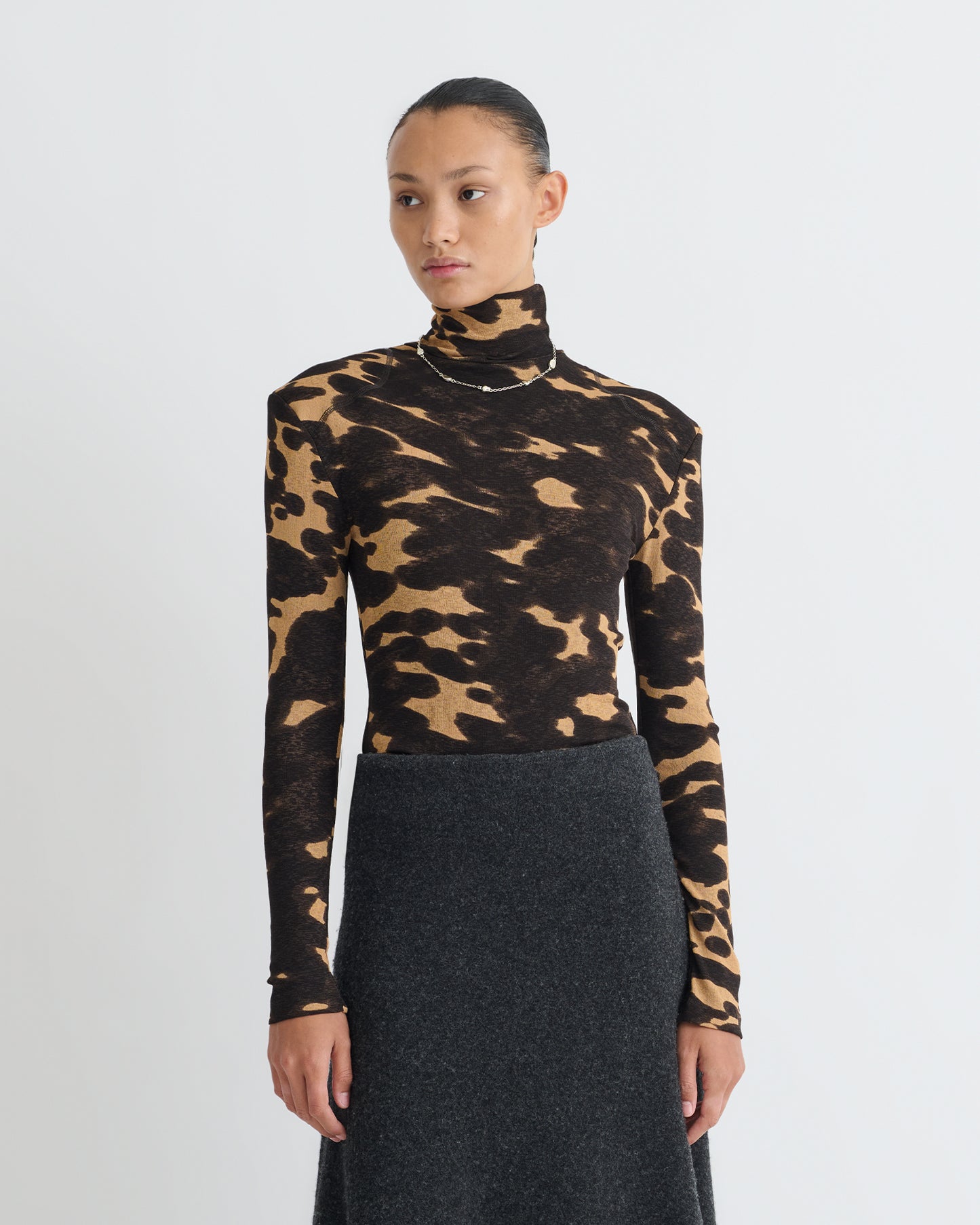 Nayeli - Mesh Jersey Long Sleeved Top - Midnight Mocha Apricot