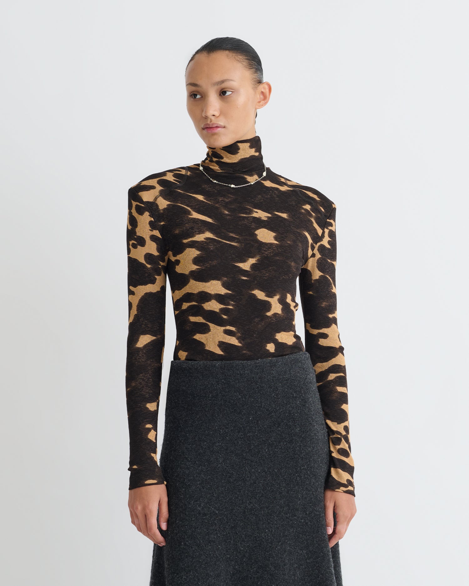 Nayeli - Mesh Jersey Long Sleeved Top - Midnight Mocha Apricot