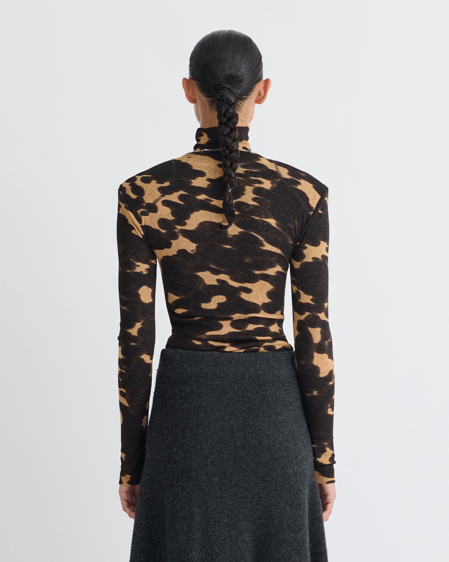 Nayeli - Mesh Jersey Long Sleeved Top - Midnight Mocha Apricot