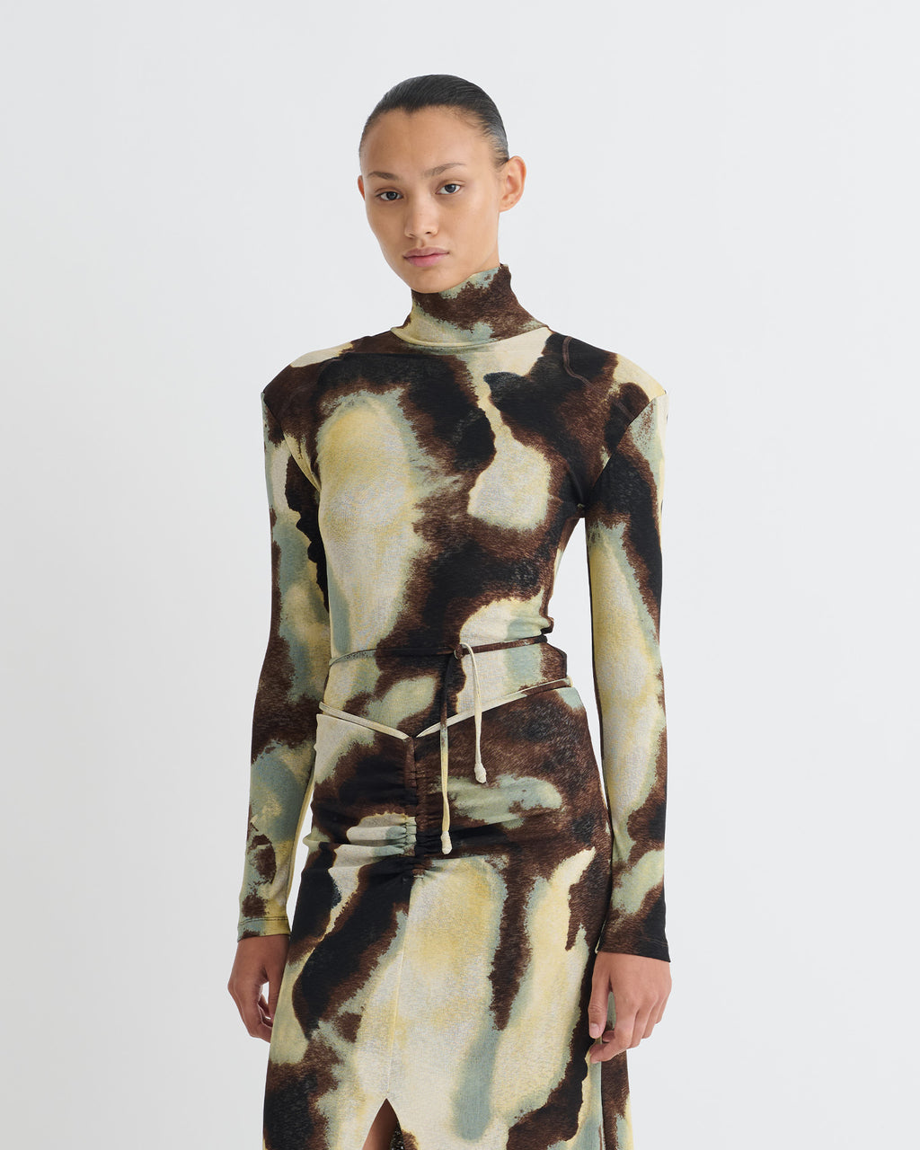 Nayeli - Mesh Jersey Long Sleeved Top - Watercolor Sage
