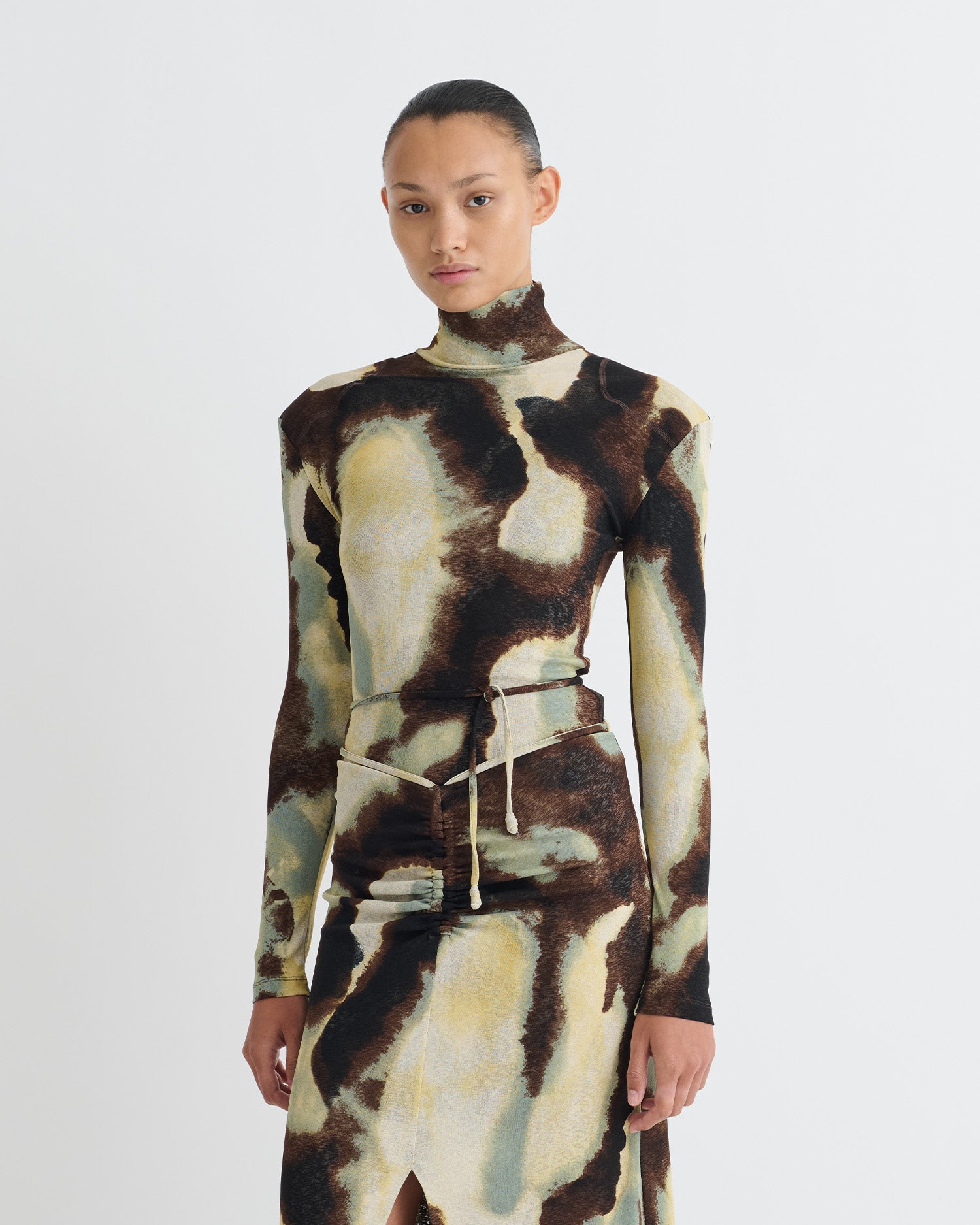 Nayeli - Mesh Jersey Long Sleeved Top - Watercolor Sage