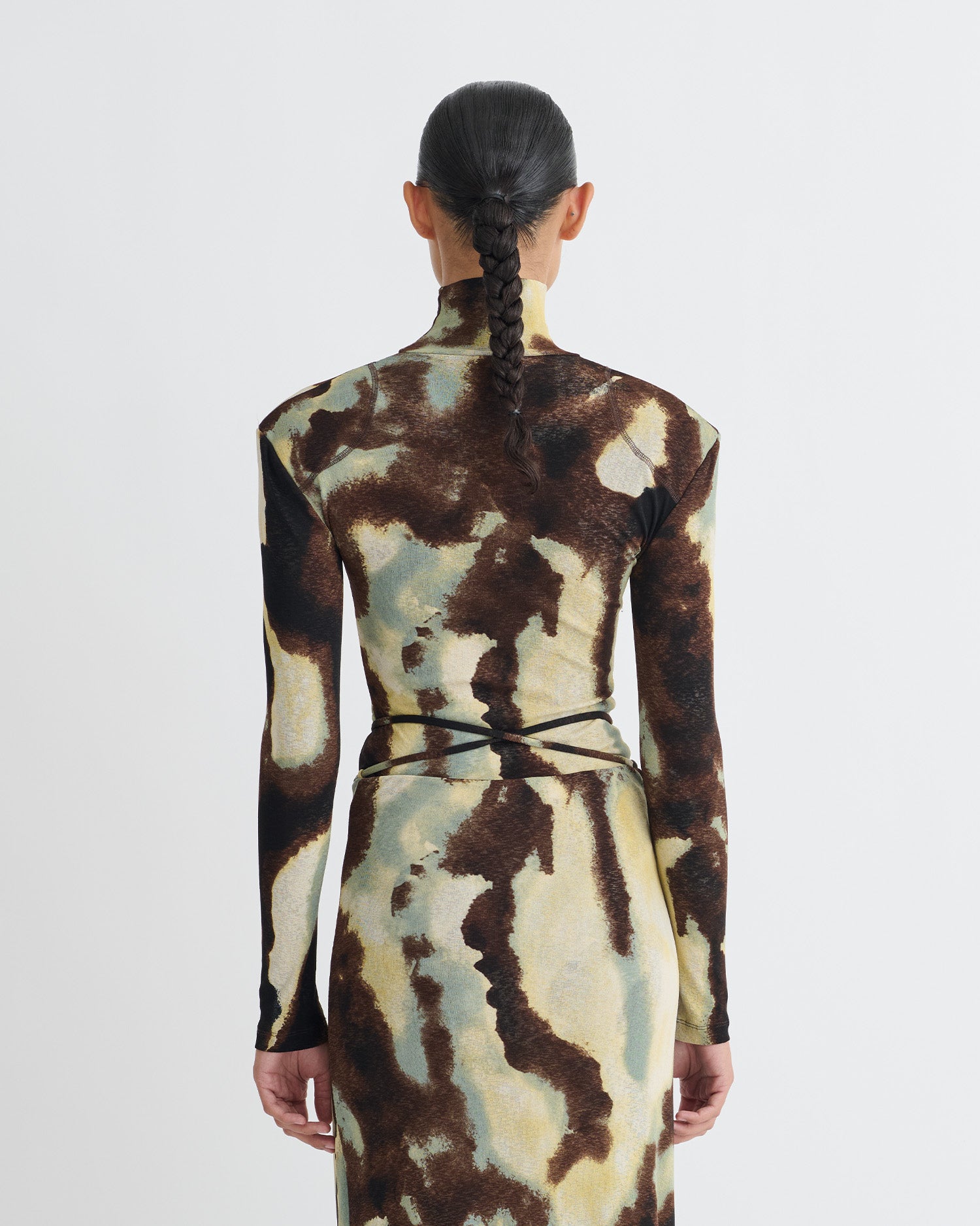 Nayeli - Mesh Jersey Long Sleeved Top - Watercolor Sage – Nanushka