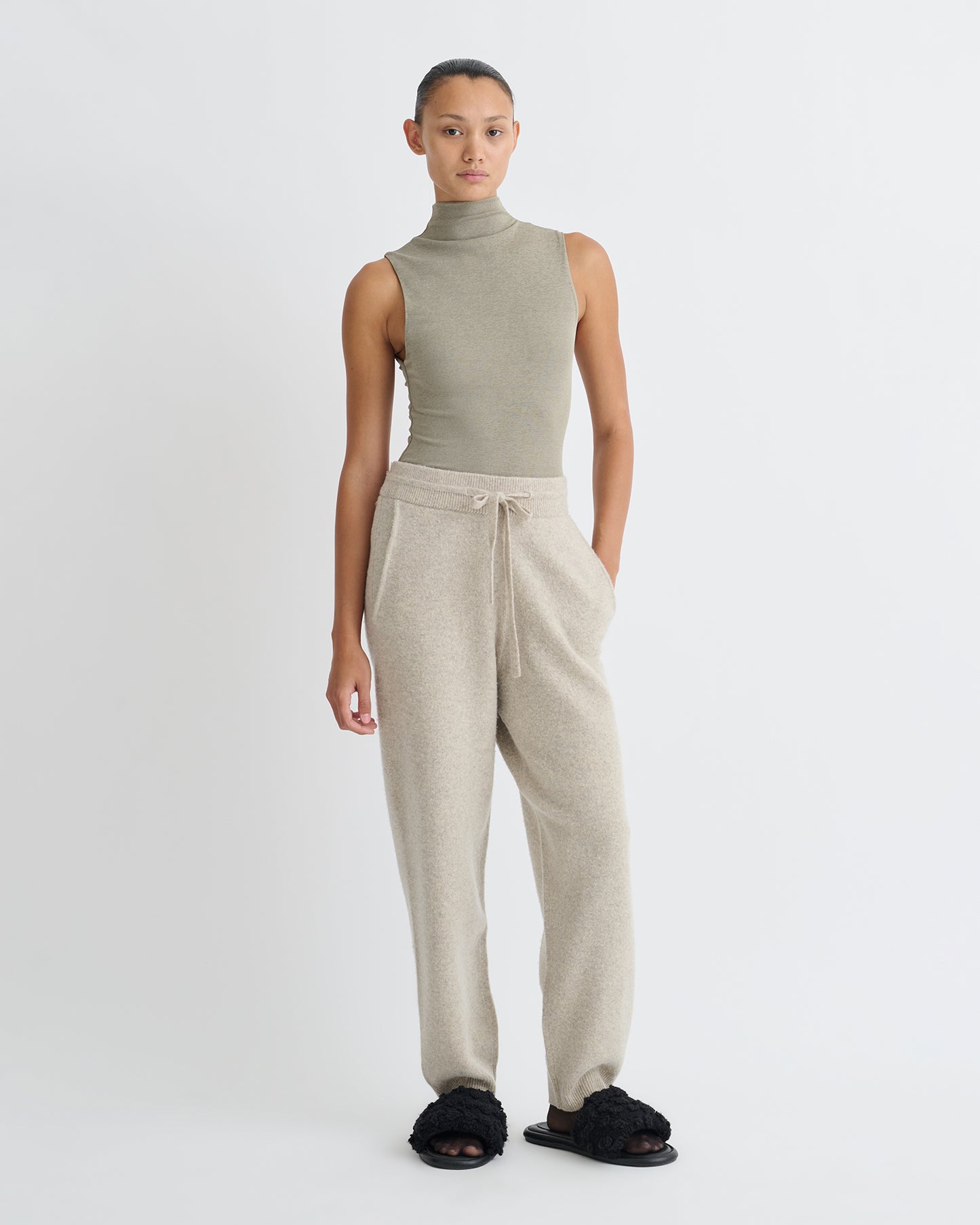 Annyka - Mesh Jersey Sleeveless Top - Fog