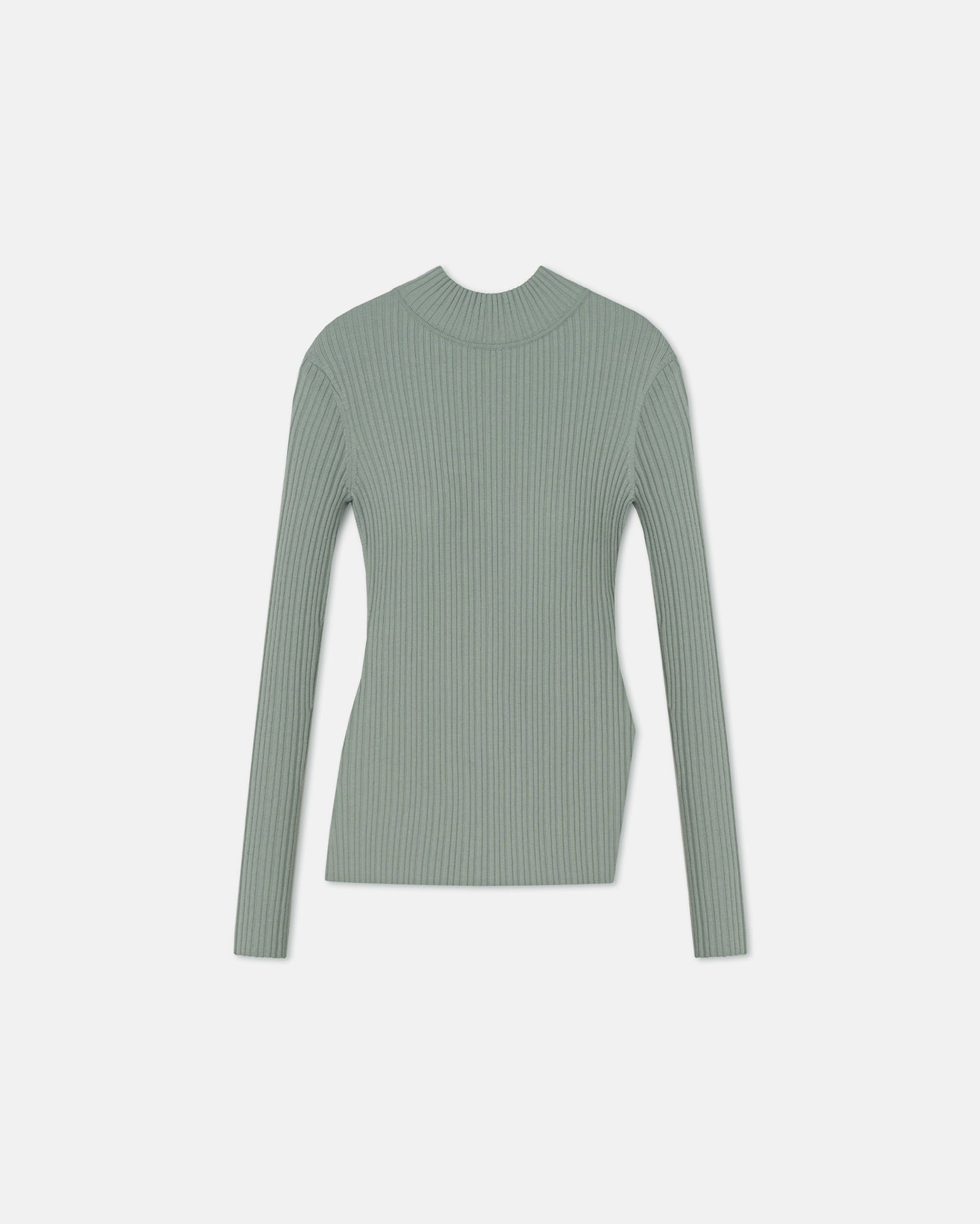 Arella - Fine Merino Rib Long Sleeved Top - Sage