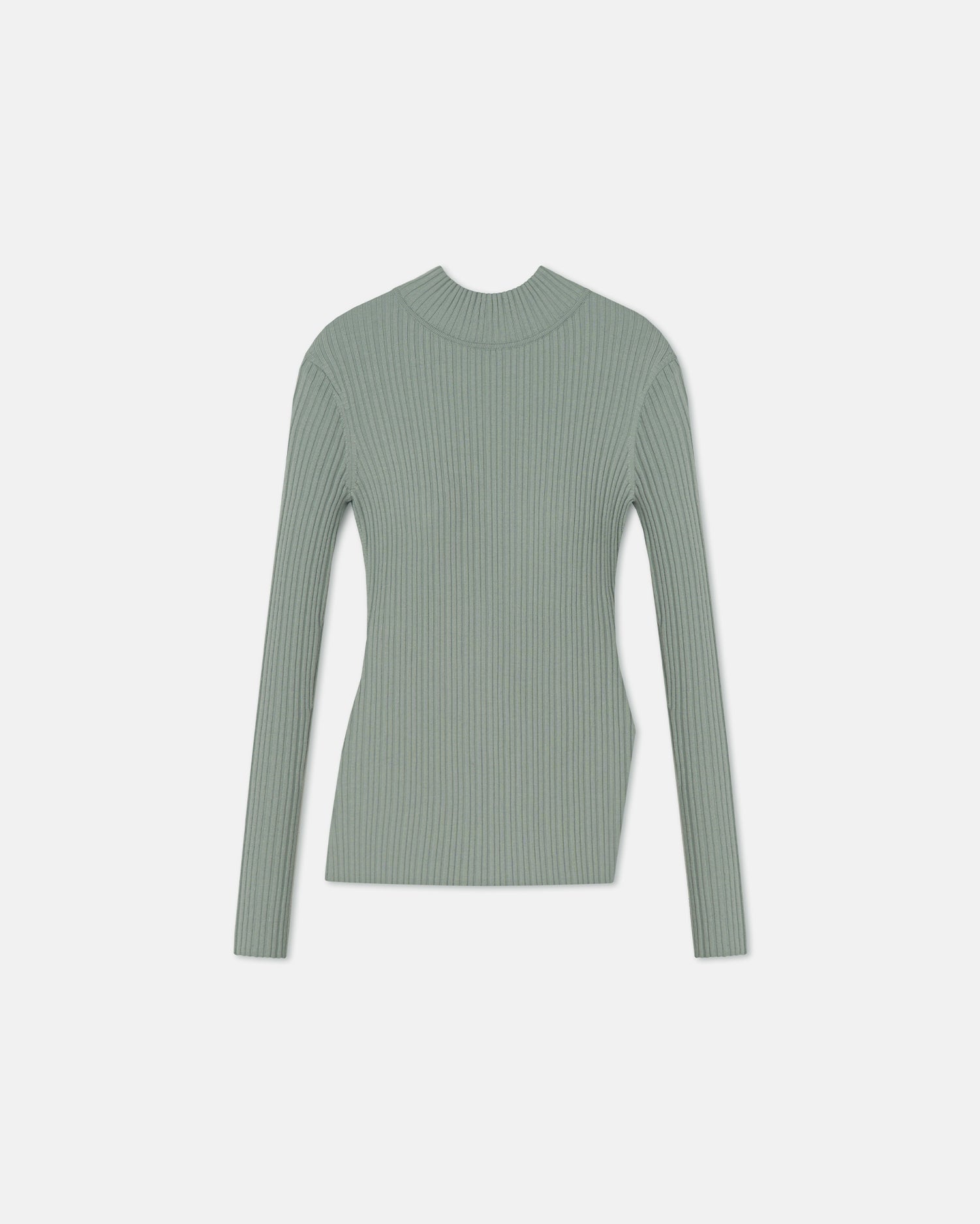 Arella - Fine Merino Rib Long Sleeved Top - Sage