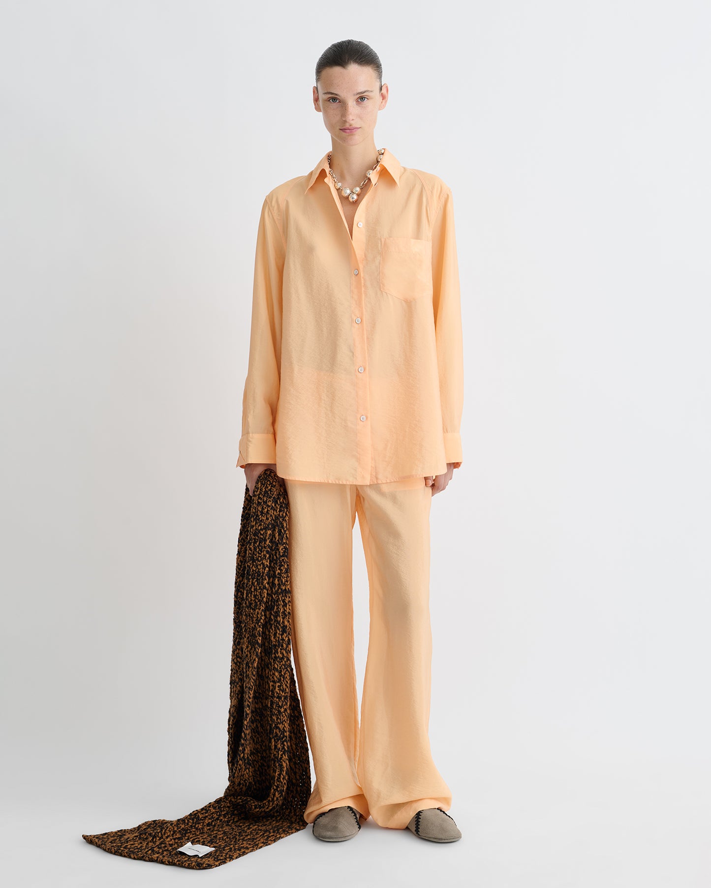 Arleen - Crepe Organza Shirt - Apricot