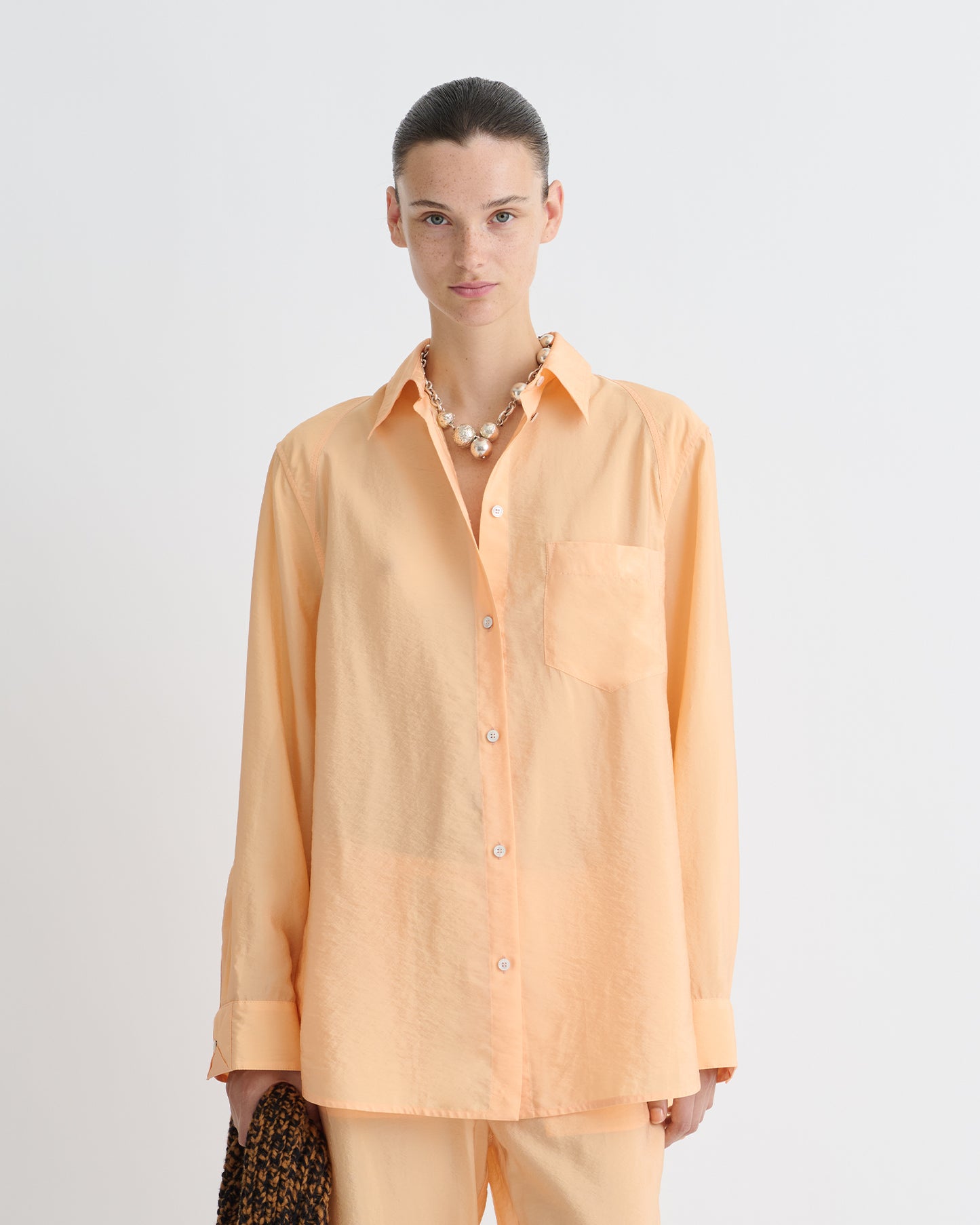 Arleen - Crepe Organza Shirt - Apricot