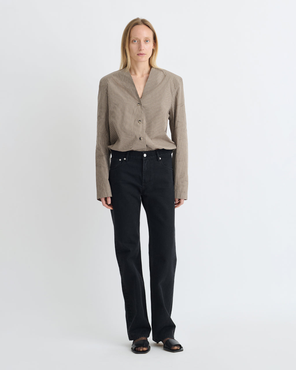 Tristin - Checked Shirting Shirt - Brown/Creme