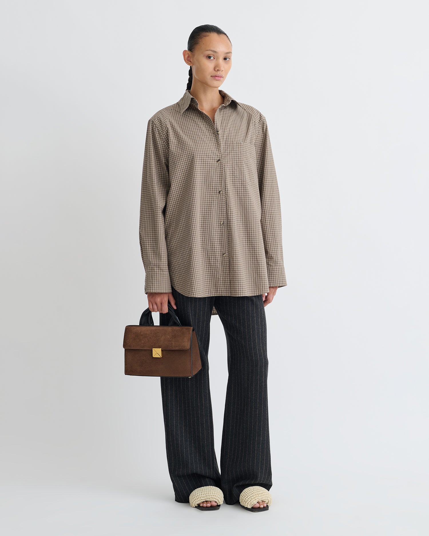 Arleen - Checked Shirting Shirt - Brown/Creme