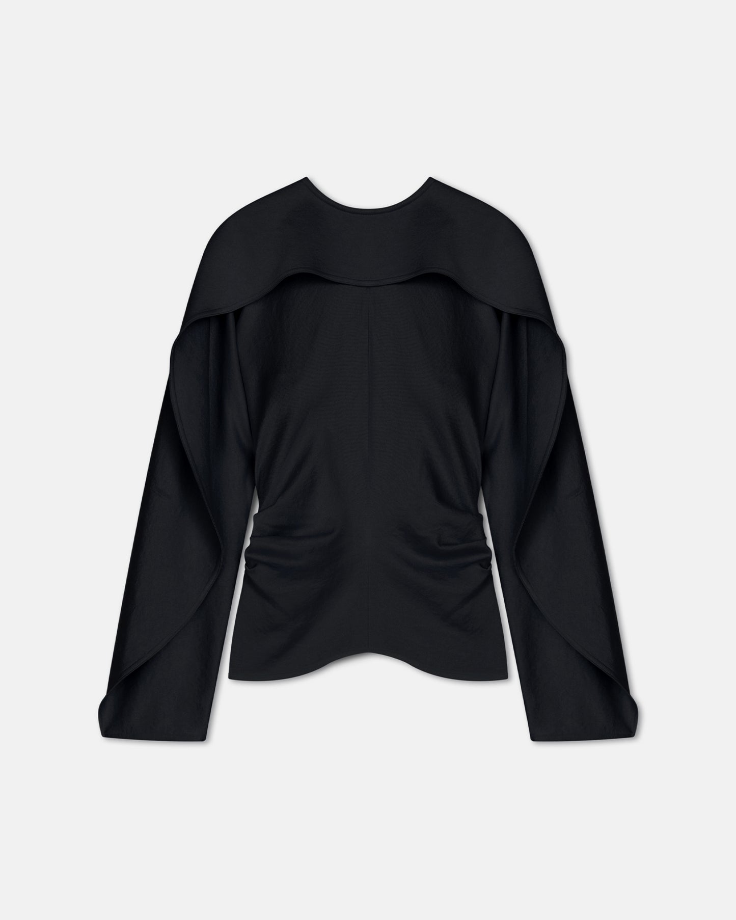 Jamille - Crisp Satin Long Sleeved Top - Black