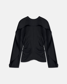 Jamille - Crisp Satin Long Sleeved Top - Black