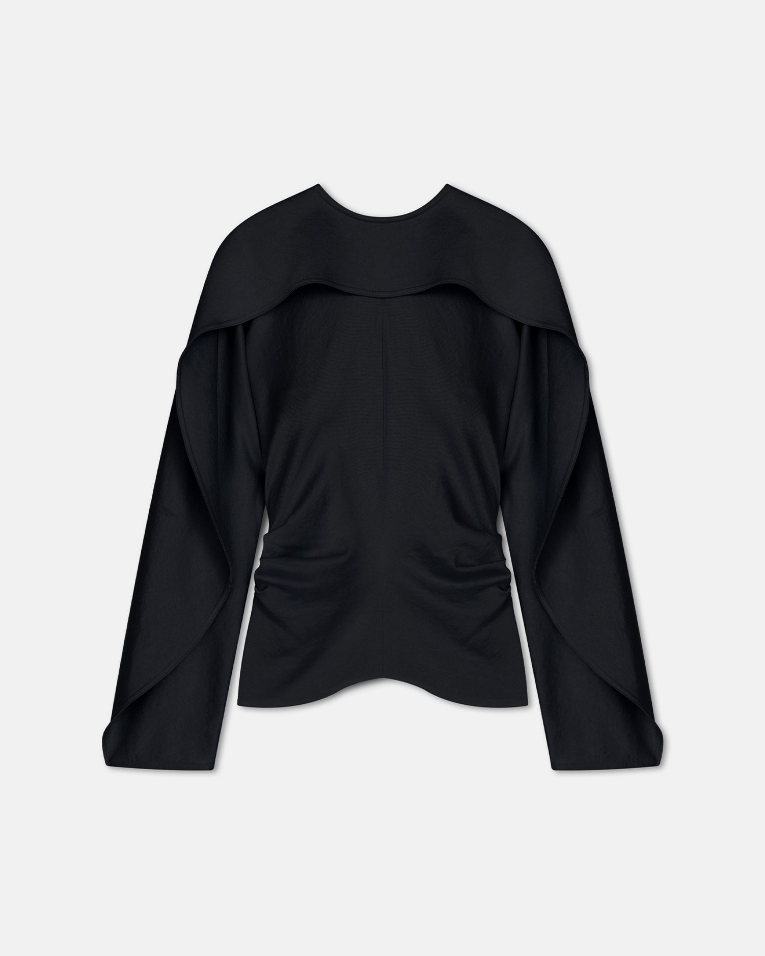 Jamille - Crisp Satin Long Sleeved Top - Black