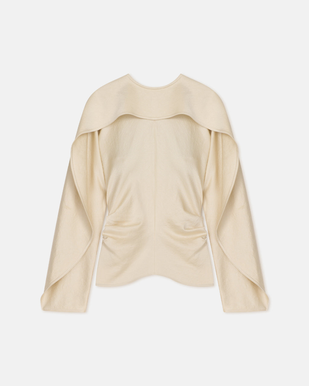 Jamille - Crisp Satin Long Sleeved Top - Ecru