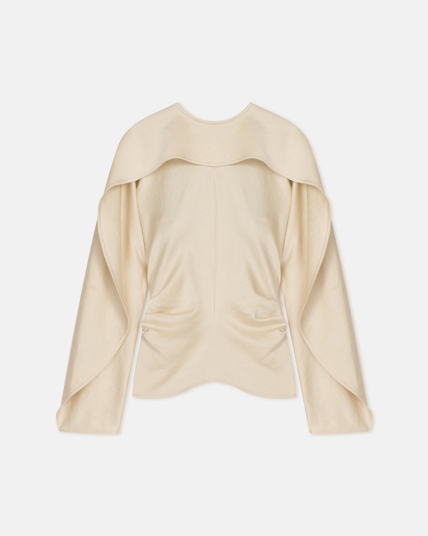 Jamille - Crisp Satin Long Sleeved Top - Ecru