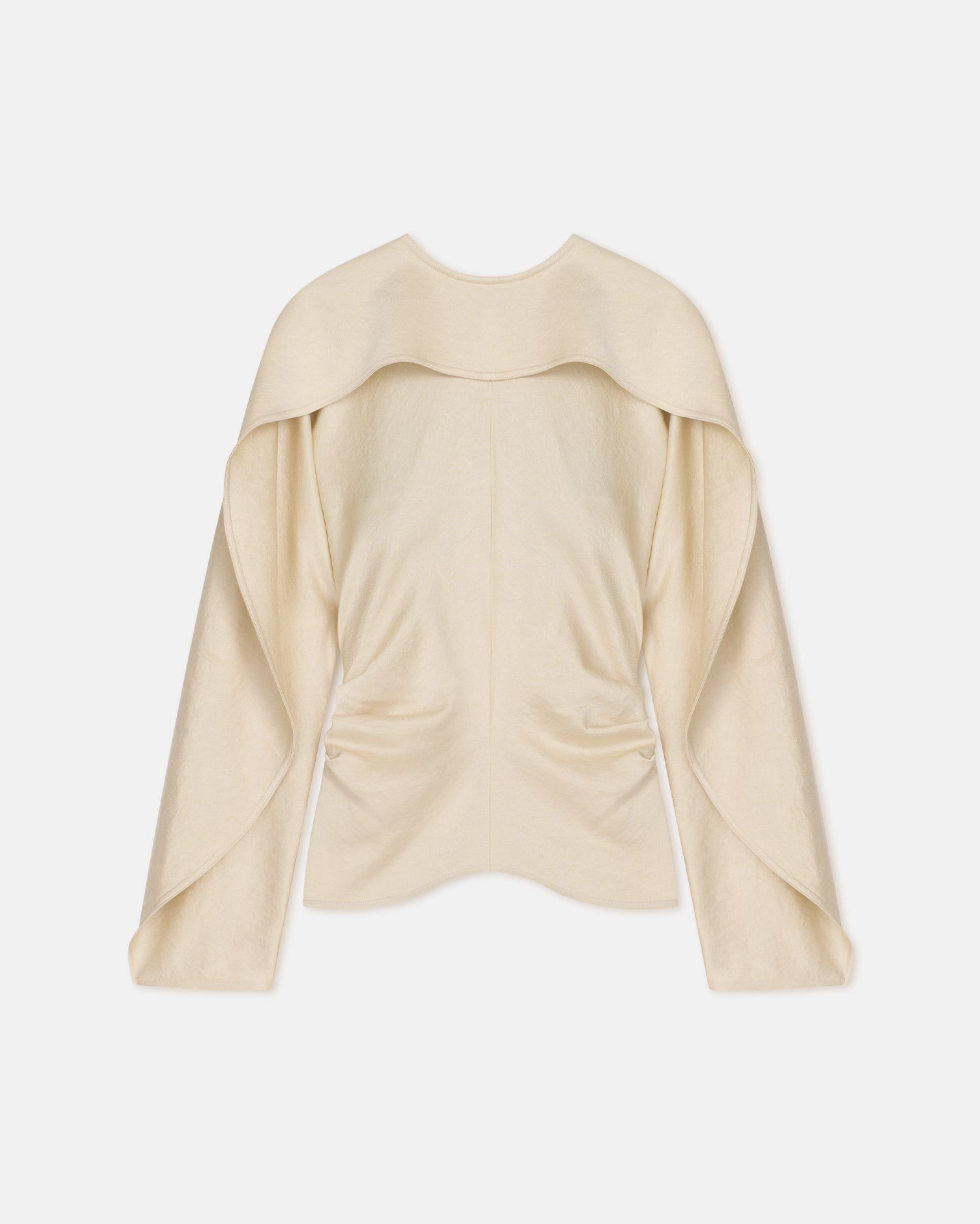 Jamille - Crisp Satin Long Sleeved Top - Ecru