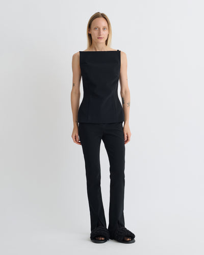 Laree - Paper Jersey Sleeveless Top - Black