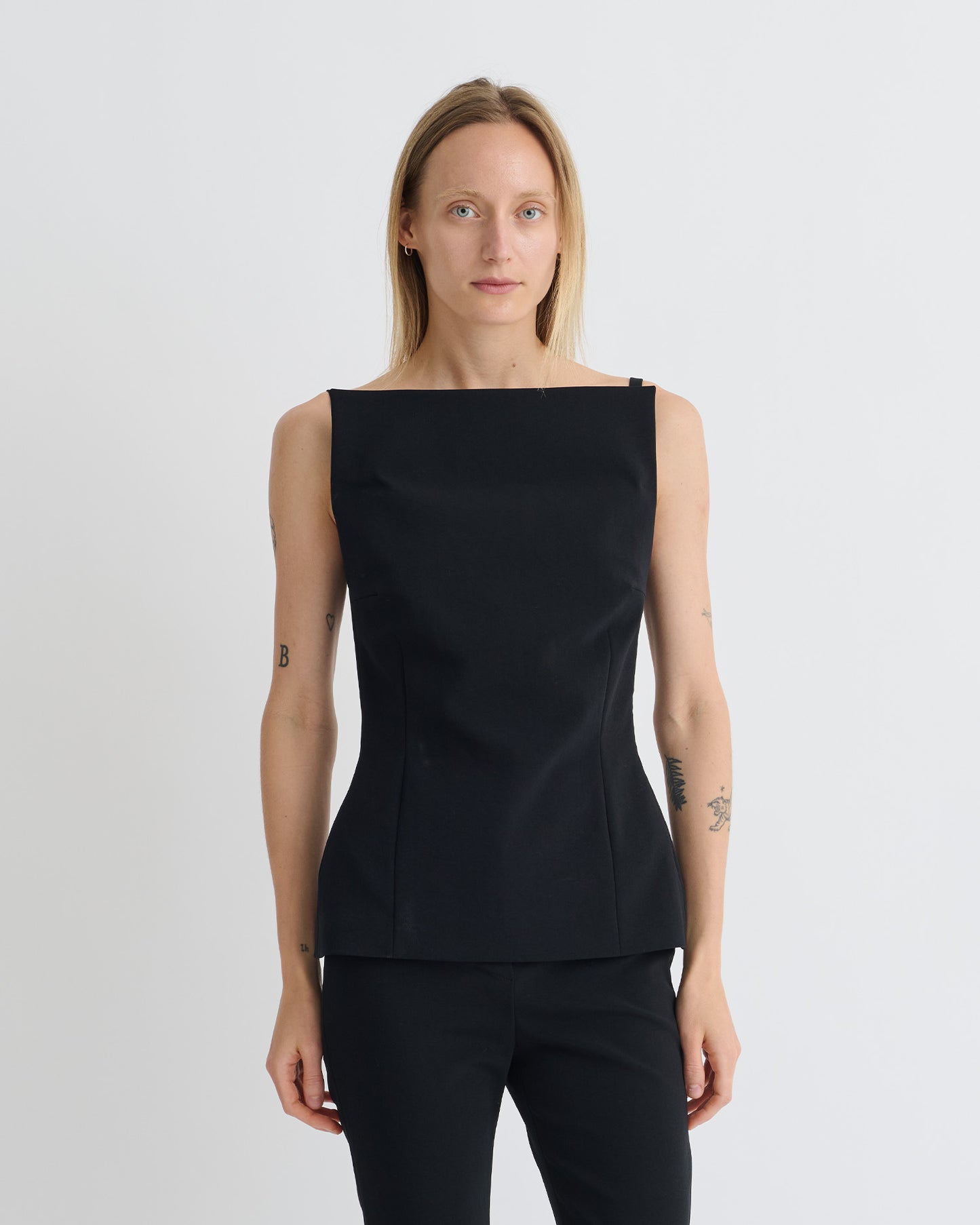 Laree - Paper Jersey Sleeveless Top - Black