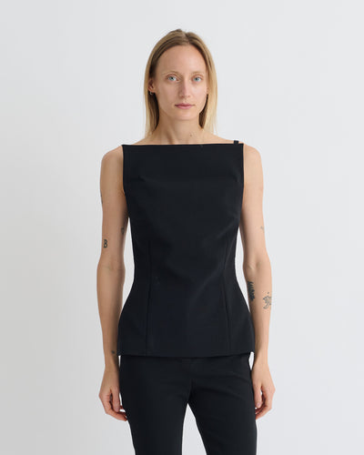 Laree - Paper Jersey Sleeveless Top - Black