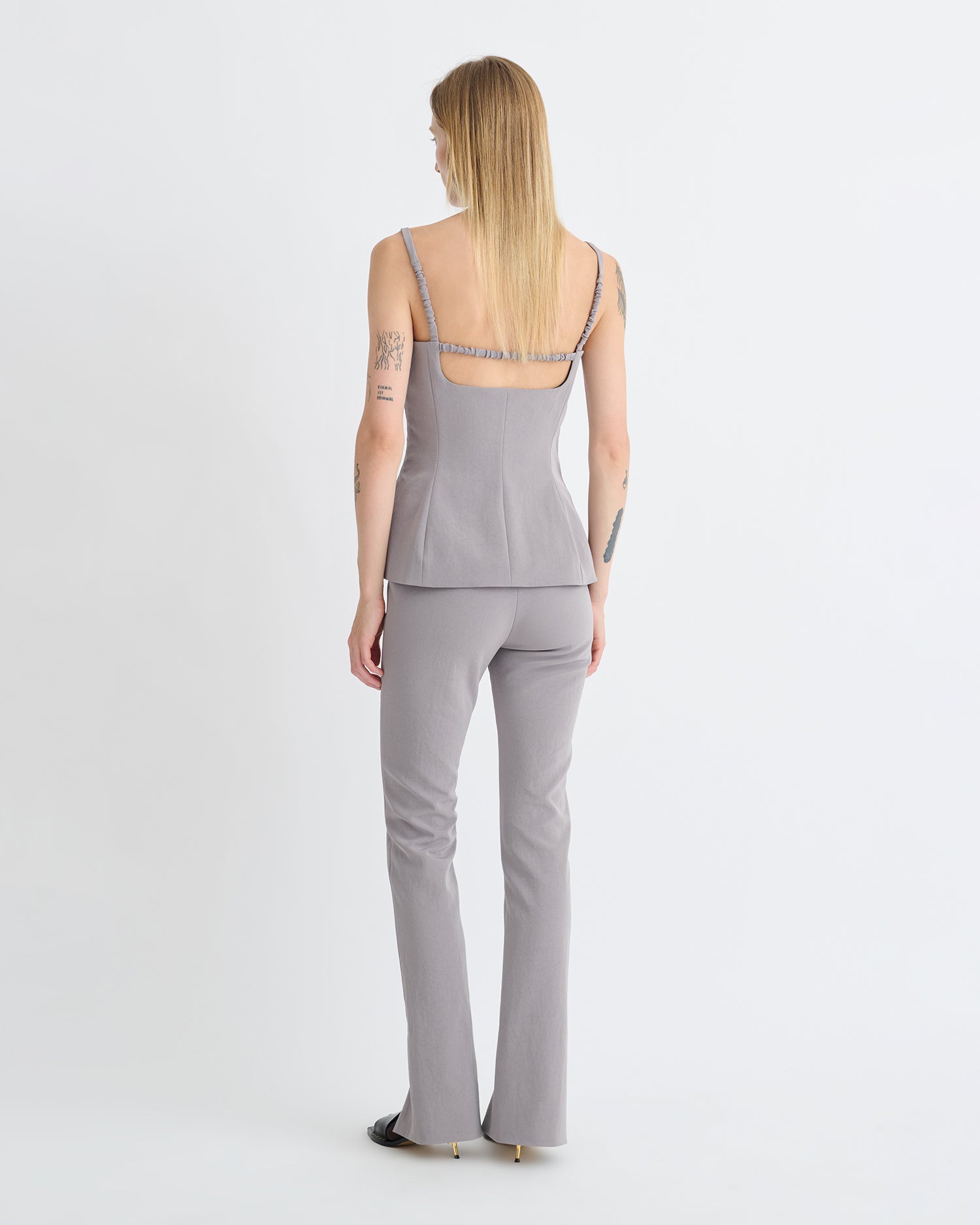 Laree - Paper Jersey Sleeveless Top - Grey