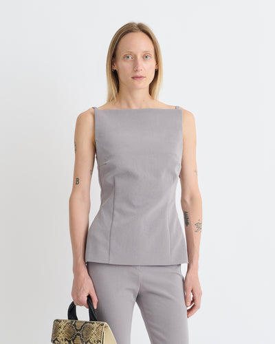 Laree - Paper Jersey Sleeveless Top - Grey