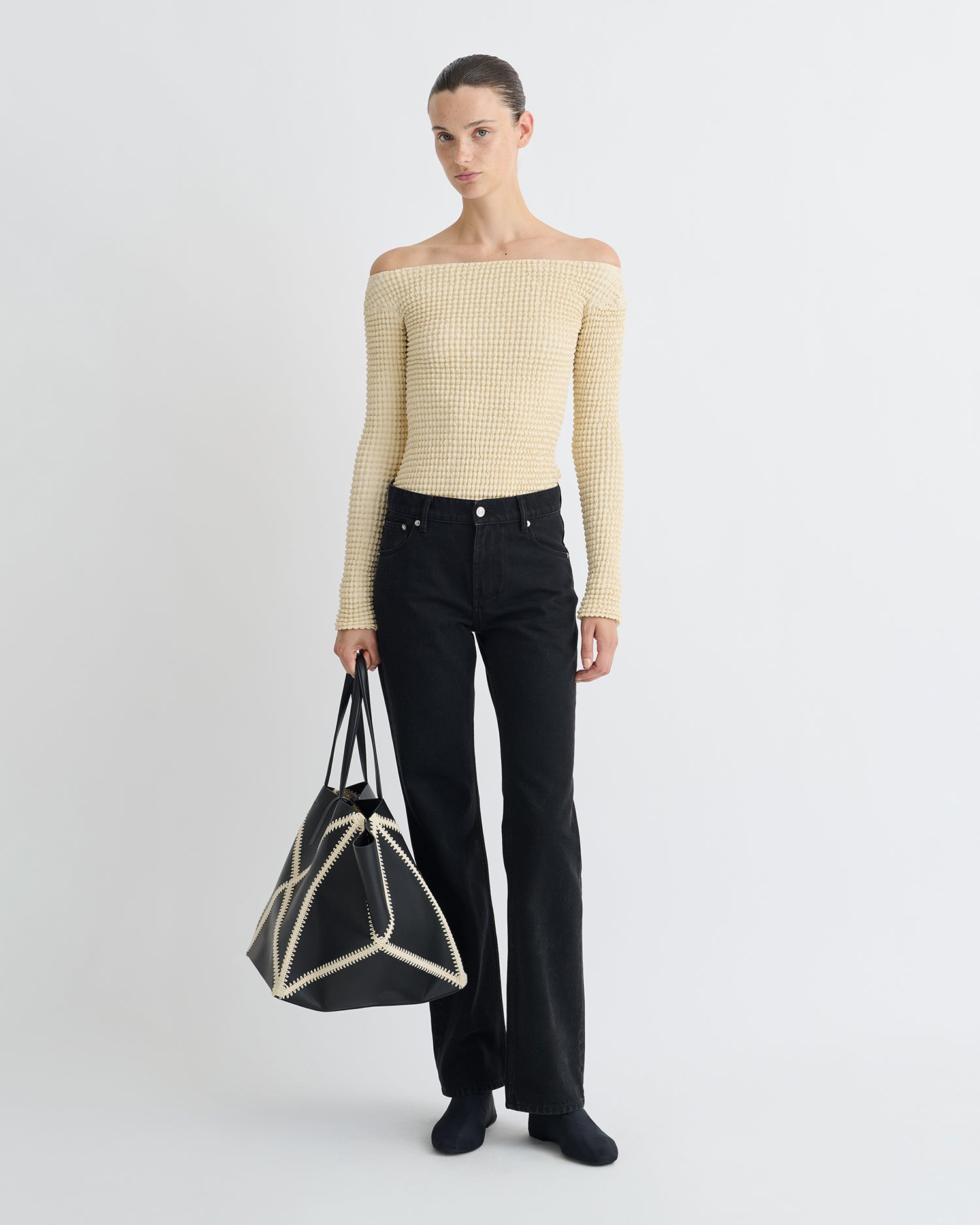 Elita - Ruched Glass Poplin Long Sleeved Tops - Oat