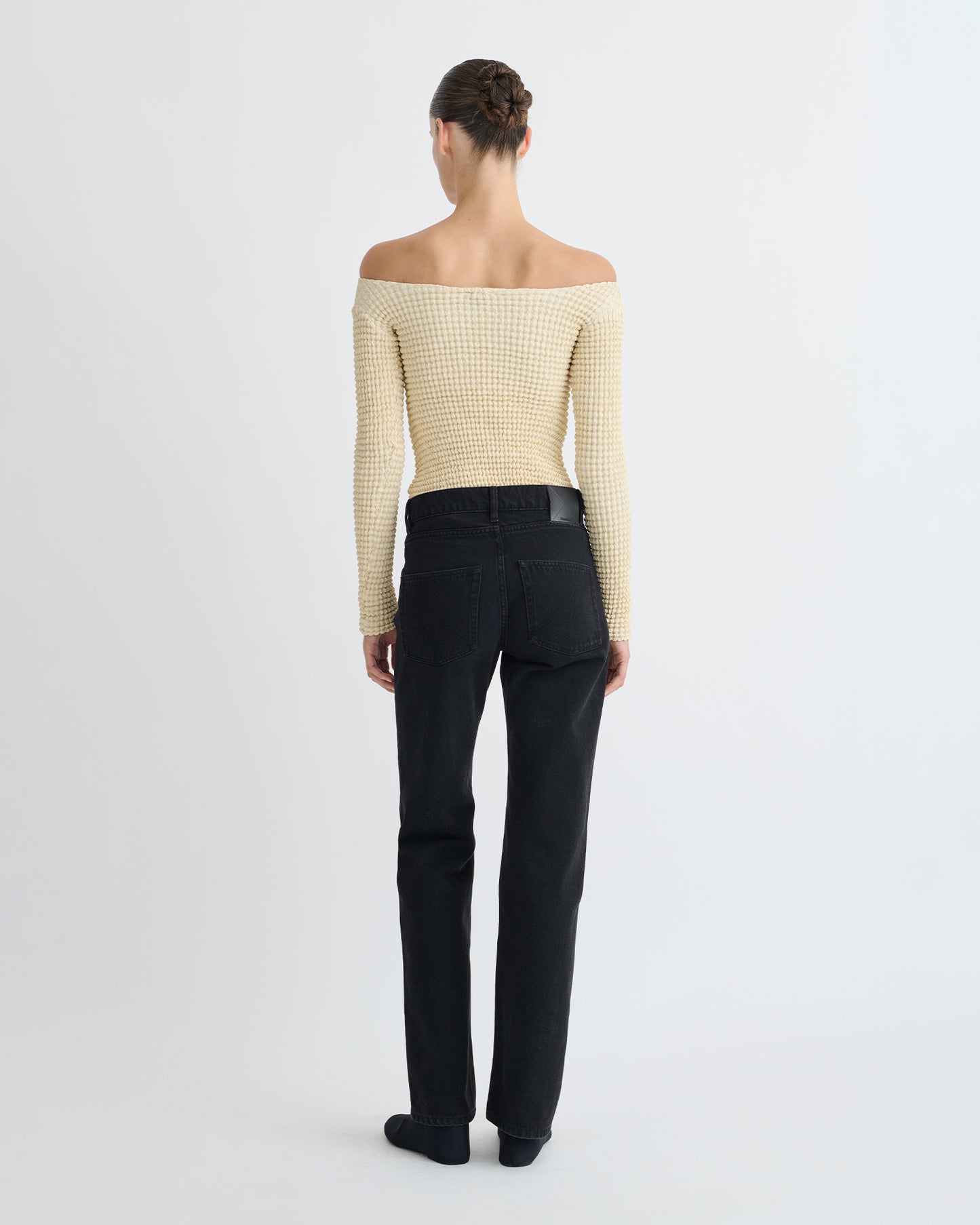 Elita - Ruched Glass Poplin Long Sleeved Tops - Oat