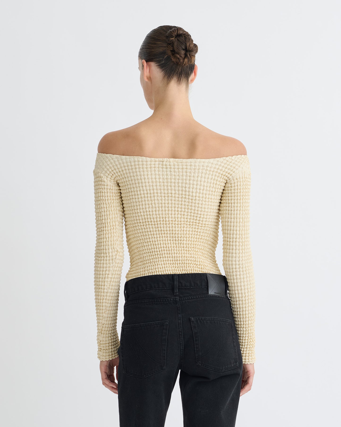 Elita - Ruched Glass Poplin Long Sleeved Tops - Oat