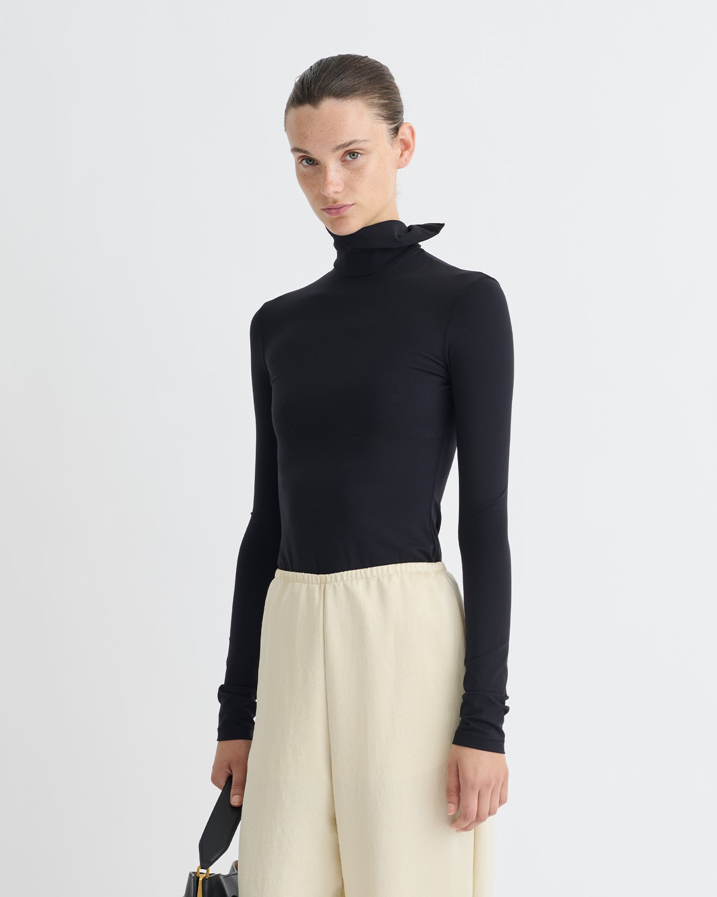 Anona - Stretch Jersey Long Sleeved Top - Black