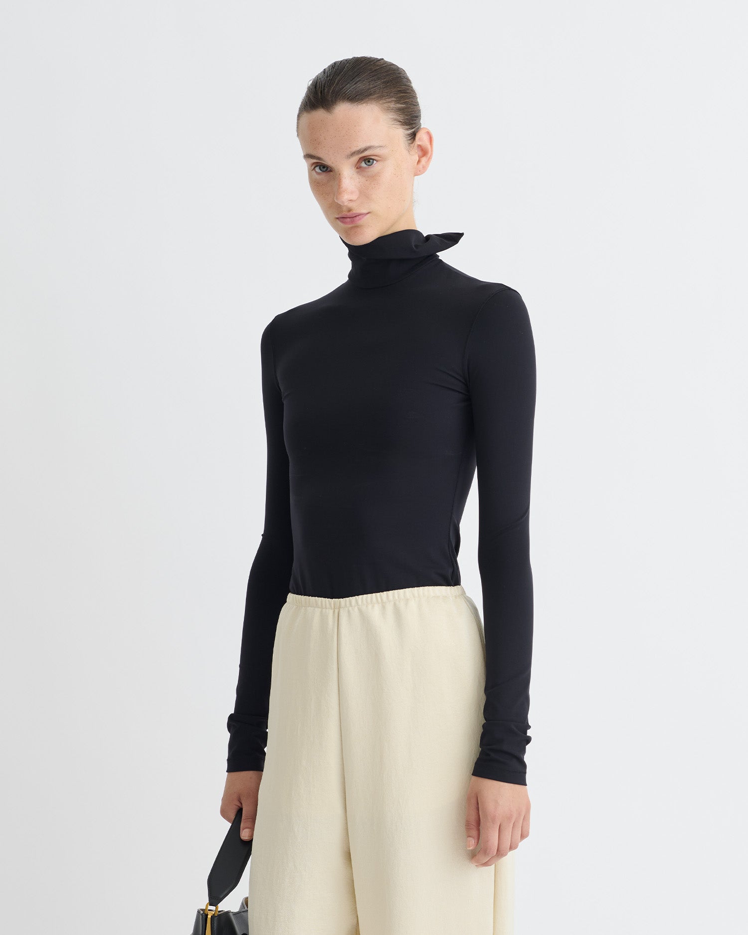 Anona - Stretch Jersey Long Sleeved Top - Black
