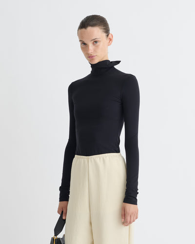 Anona - Stretch Jersey Long Sleeved Top - Black