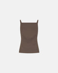 Laree - Structured Satin Sleeveless Top - Wood
