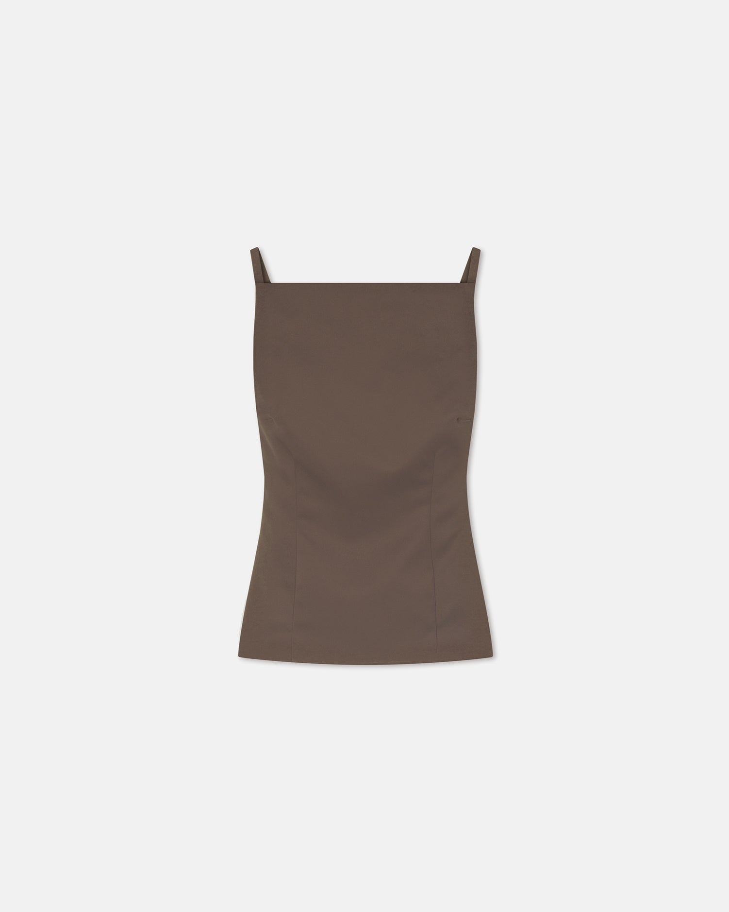 Laree - Structured Satin Sleeveless Top - Wood